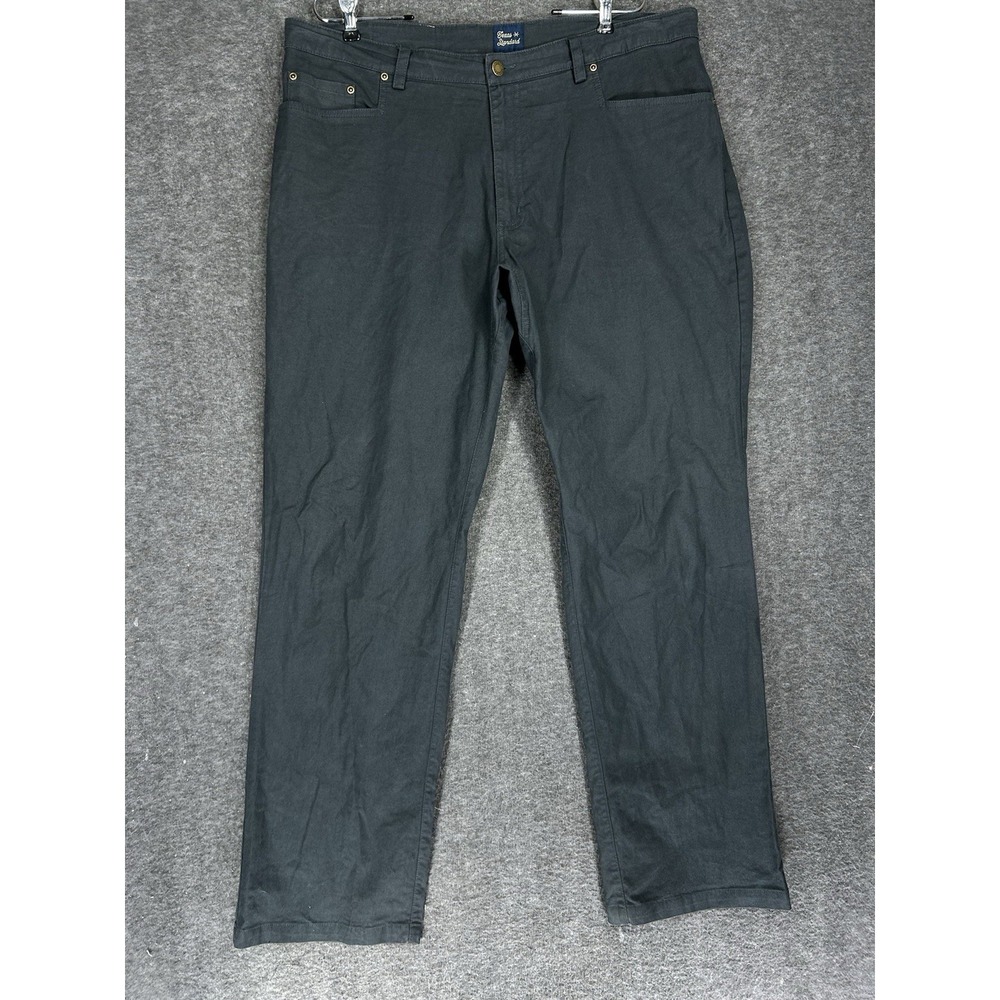 Texas Standard Pants Mens 38x34 (fits 38x33) Blue Grey Chino Straight 5 Pocket